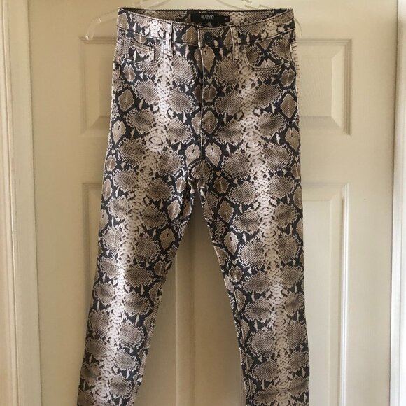 HUDSON Women's High-waist Ankle Skinny Python-print Jeans In Tan Python size 29 - Picture 2 of 7